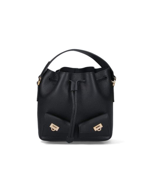 Ferragamo Black "Hug" Mini Bucket Bag