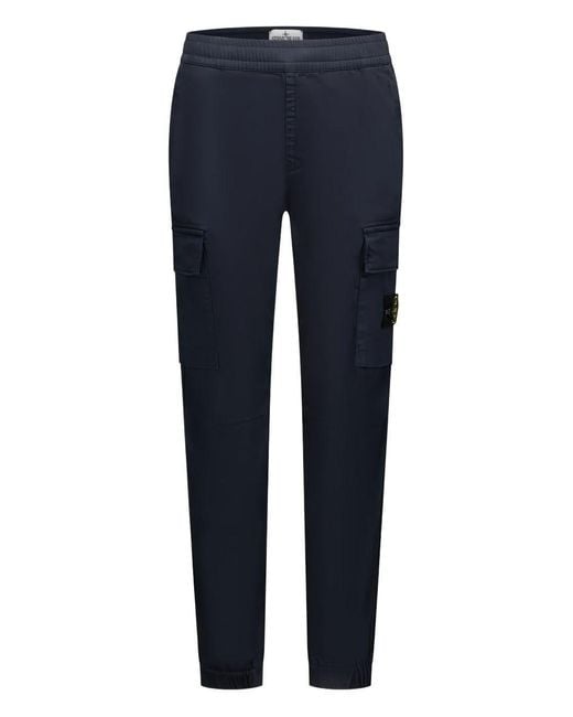 Stone Island Blue Boys Trousers Cotton; Elastane for men