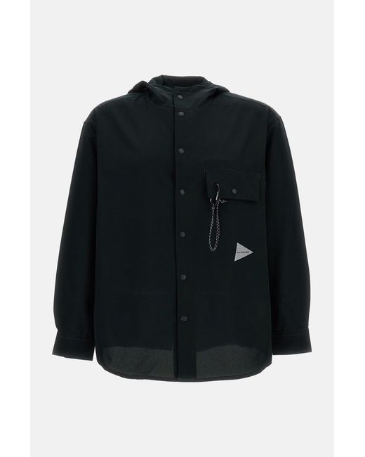 And Wander Black Water Repellent Hoodie for men