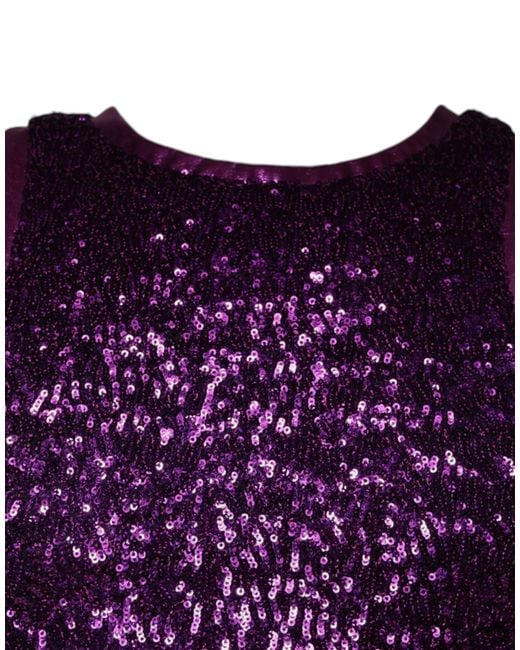 Dolce & Gabbana Purple Sequin Round Neck Sleeveless T-Shirt for men