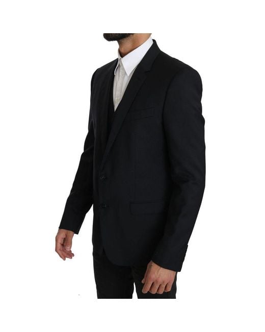 Dolce & Gabbana Black Viscose Two-Piece Suit for men
