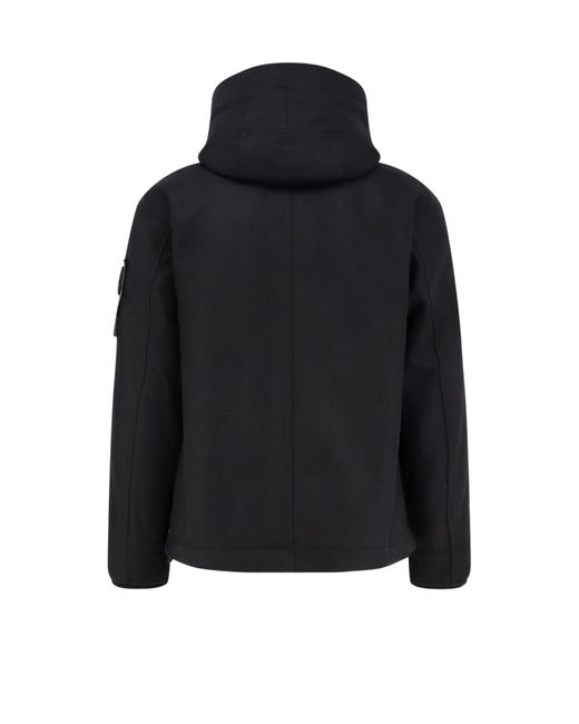 Stone Island Black Wool Blend Padded Parka Jacket for men