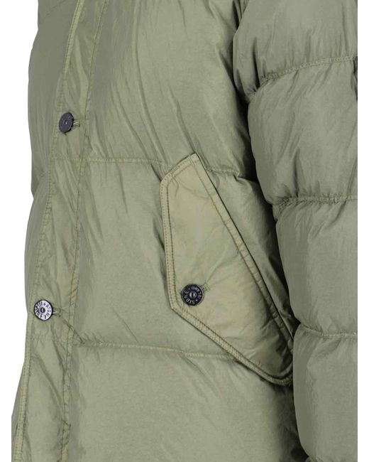 Stone Island Green Logo Down Jacket for men