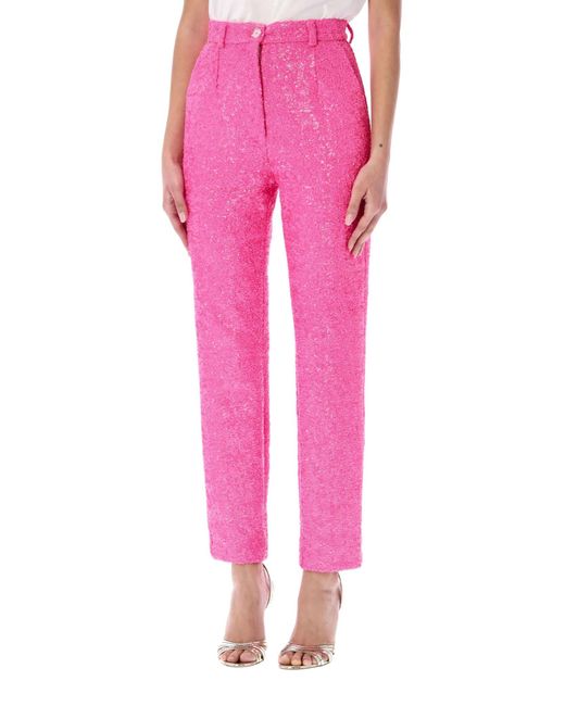 Dolce & Gabbana Sequined Pants in Pink | Lyst