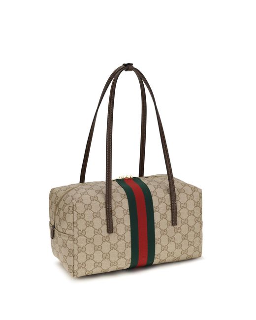 Gucci Brown Shoulder Bag Boston Melrose Coated Fabric Handbags