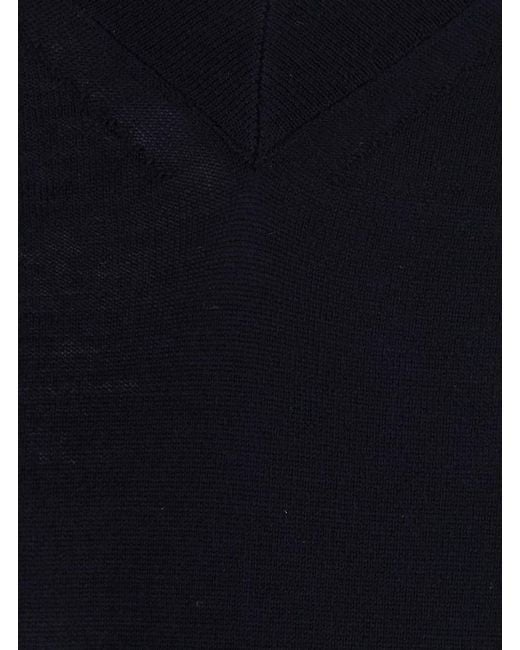 Semicouture Blue V-Neck Sweater Jade Virgin Wool Tops