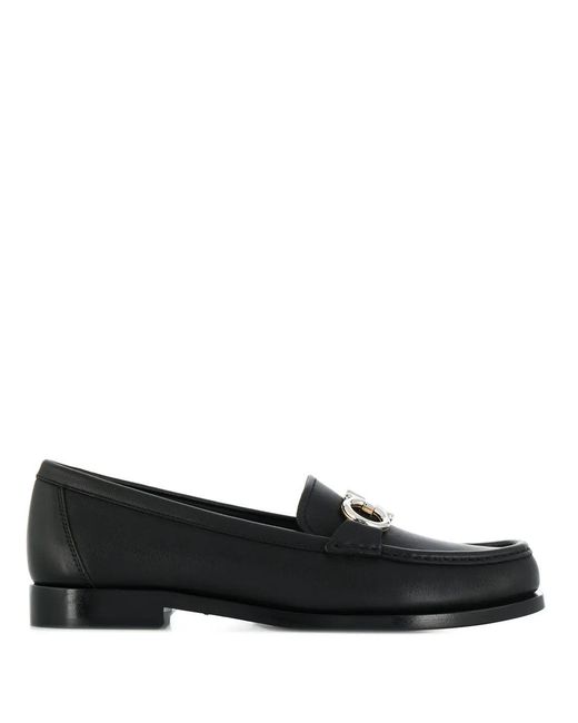 Ferragamo Black Rolo Leather Loafers
