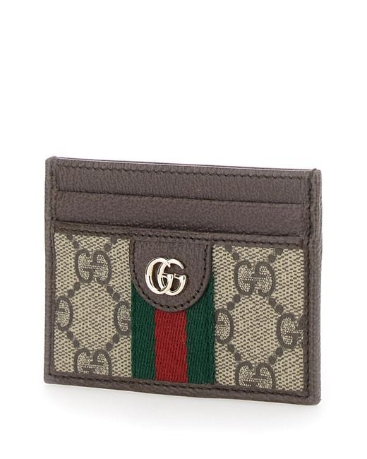 Gucci Gray Card Holder Ophidia Leather Polyurethane Accessory