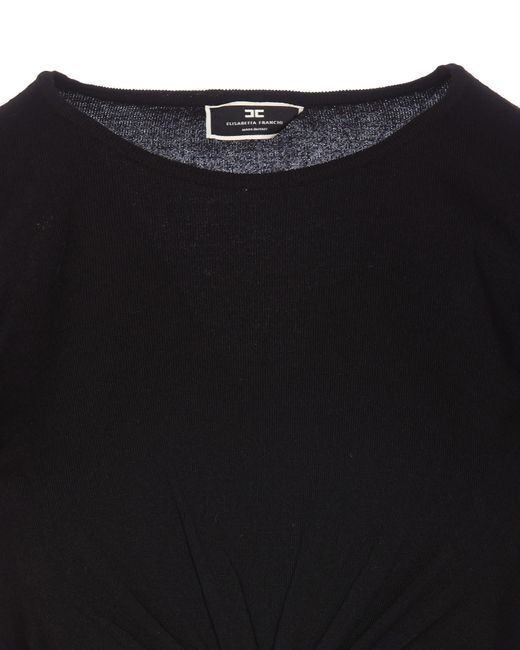 Elisabetta Franchi Black Cropped Top With Ring