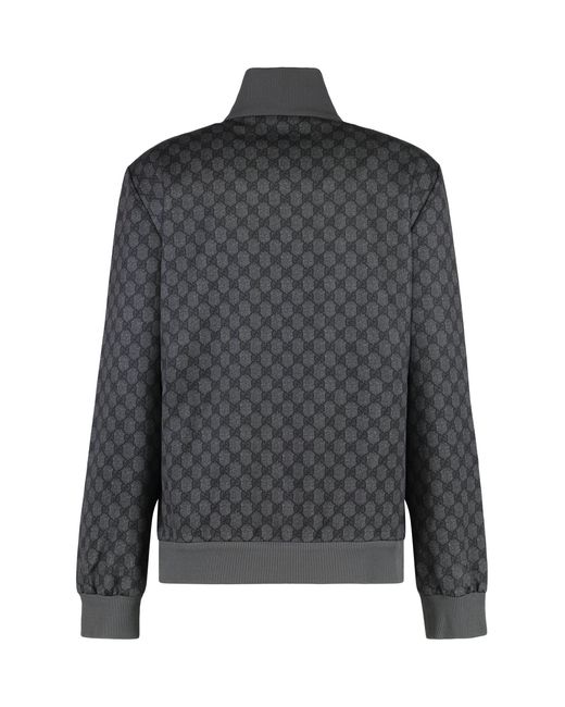 Gucci Black Cotton Blend Full-Zip Sweatshirt Polyester Sweatshirts