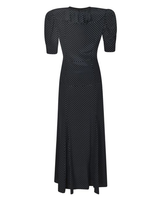 Alessandra Rich Black Polka Dot Printed Midi Dress