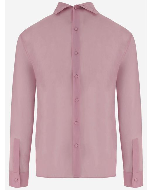 Gucci Pink Stretch Silk Chiffon Shirt