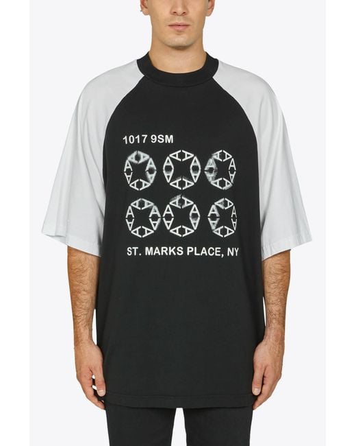 1017 ALYX 9SM Black Oversize Logo Raglan T-Shirt And Raglan Sleeves T-Shirt for men