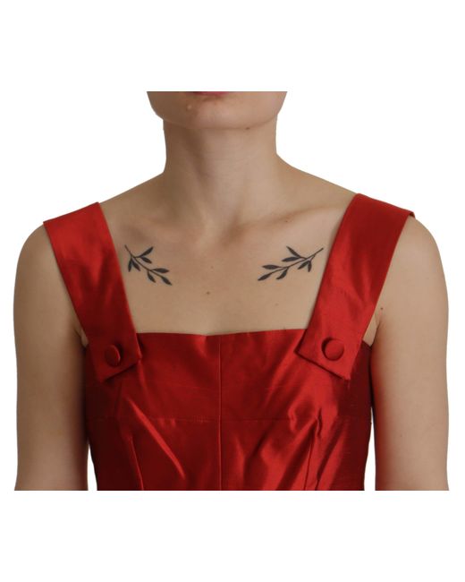 Dolce & Gabbana Red Radiant Silk A-Line Midi Dress