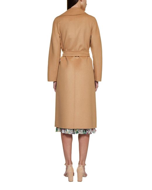 Max Mara Studio Cles Wool Cashmere And Silk Coat in Natural Lyst