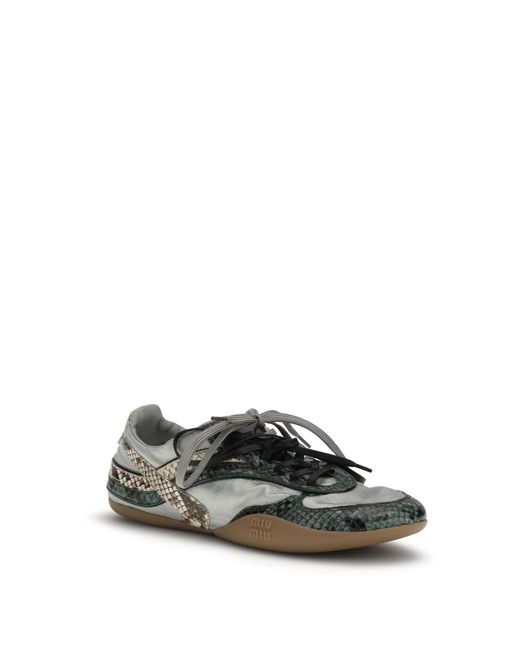 Miu Miu Multicolor Sneakers Python Print Cloud-Fir Cloud/Fir Upper: Other Fibres Lace-Up Shoes