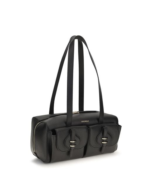 Coccinelle Black Mavery Shoulder Bag Calf Leather Bos Taurus