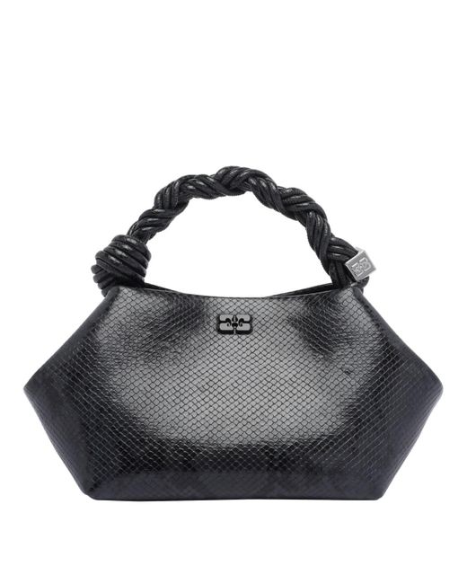 Ganni Black Small Bou Snake Handbag