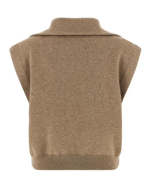 Brunello Cucinelli Brown Cashmere Sleeveless Jacket Clothing