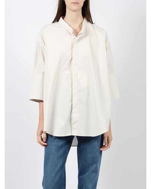 AMI White Mao Collar Oversize Shirt