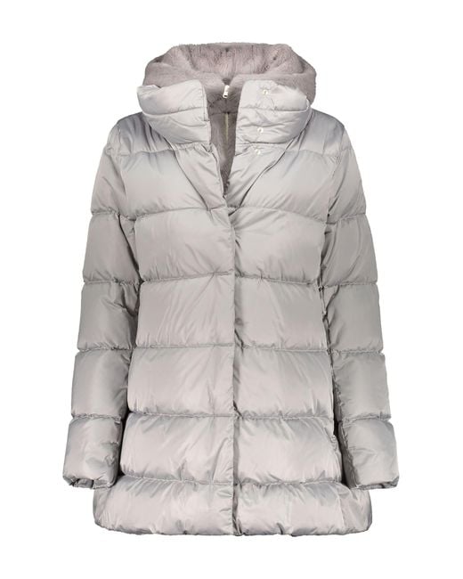 Herno Gray Hooded Short Down Jacket