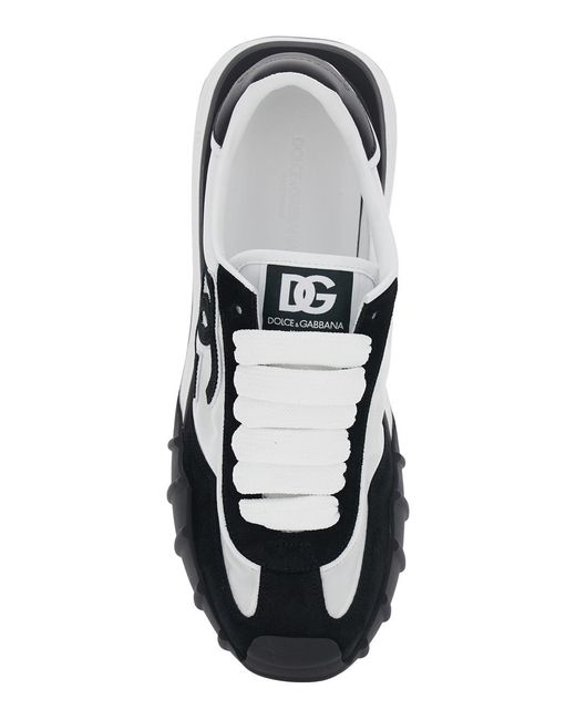 Dolce & Gabbana White Dg Athletic And Low Top Sneakers With Logo Patch On The Side Tongue for men