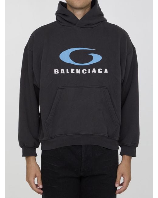 Balenciaga Loop Sports Icon Cotton Hoodie in Gray for Men | Lyst