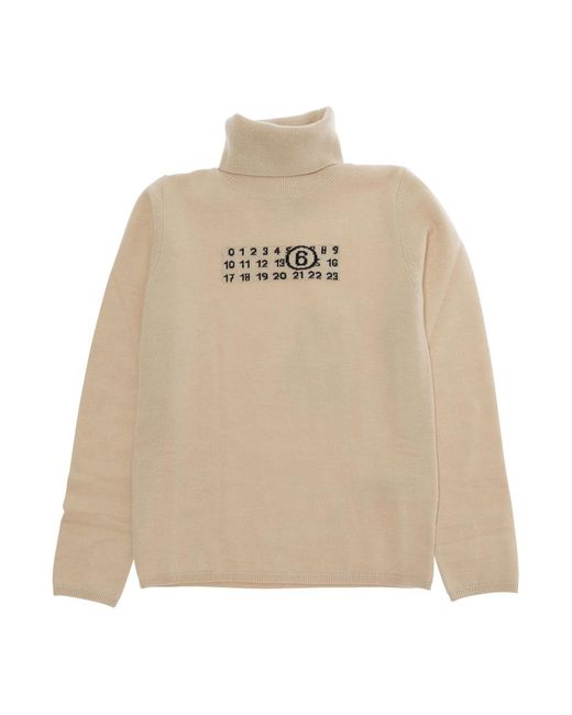 MM6 by Maison Margiela Natural Boys Tech Fabric Sweater Wool Tops for men