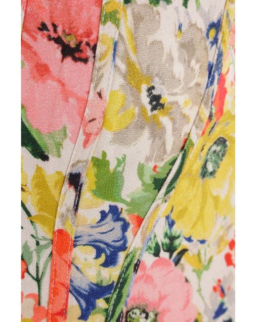 Zimmermann Gray Alight Floral-Pattern Linen Corset Top