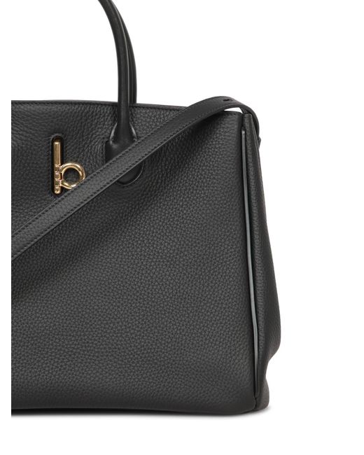 Burberry Black Pebbled Leather Rocking Horse Tote