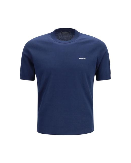 Prada Blue C-Neck Knit for men