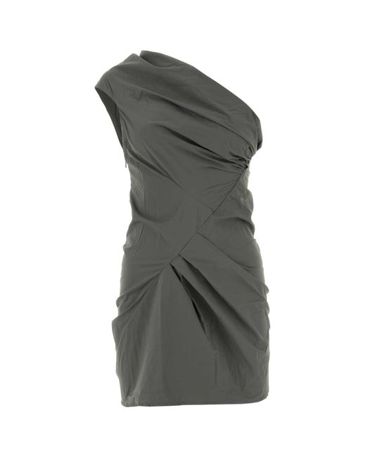 Entire studios Gray Dark Nylon Stretch Mini Pillar One-Shoulder Dress