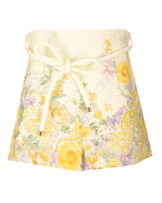Zimmermann Metallic Harmony Shorts With Floral Print