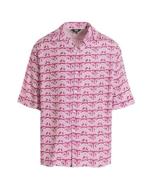 Gcds Pink 'Waved Logo' Shirt for men