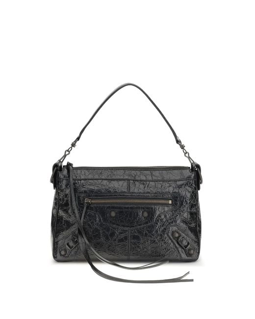Balenciaga Black Le City Moto Small Shoulder Bag Lamb Ovis Aries for men