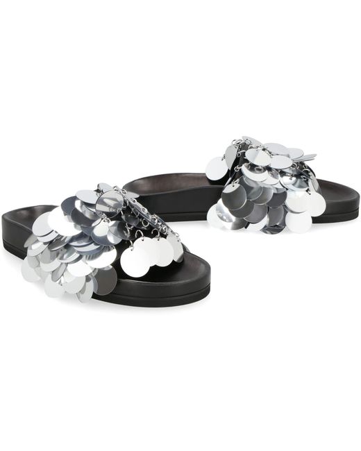 Rabanne Black Sparkle Decorative Applique Slides