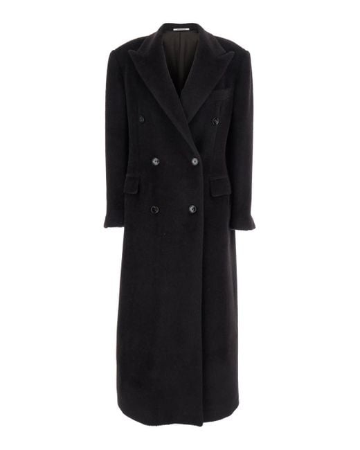 Tagliatore Black Double-Breasted Coat With Golden Buttons