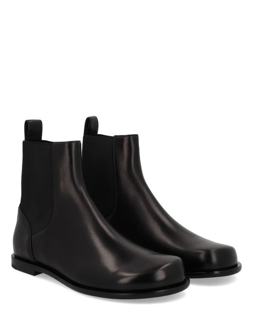 Fendi Black Boots Chelsea Squared Ff Lamb Leather for men
