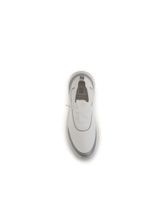 Brunello Cucinelli White Cotton Athletic Sneakers for men
