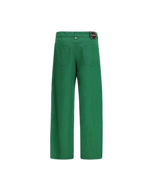 Max Mara Green Cotton Casual Pants
