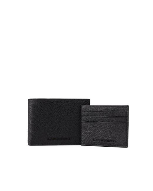 Emporio Armani Black Wallet+Card Holder Set for men