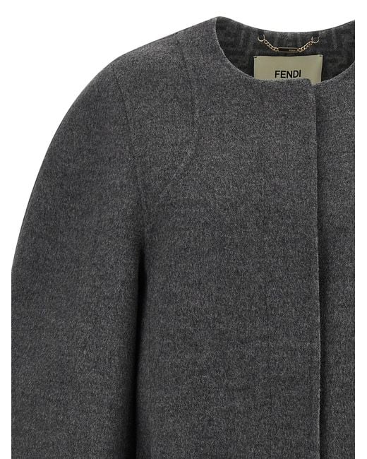 Fendi Gray Blouson Cocoon Puffer Jackets
