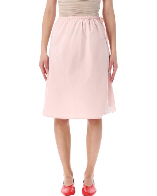 Soeur Pink Houna Midi Skirt With Lace Detail