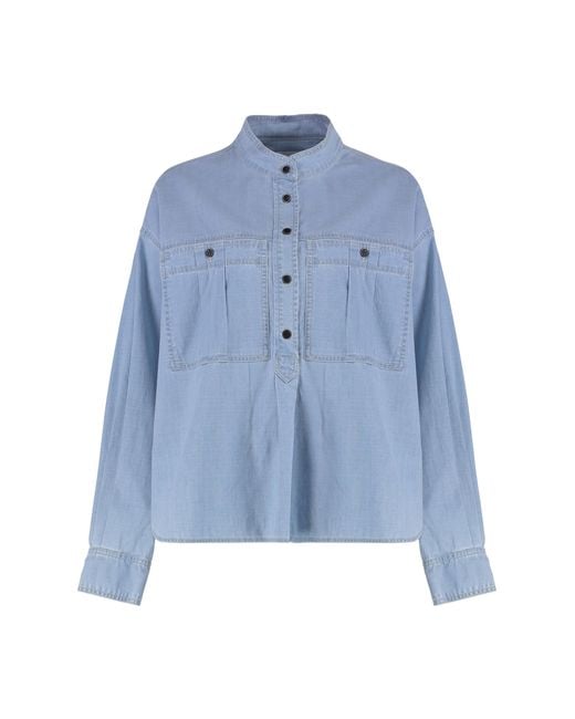 Isabel Marant Blue Blouse Vero Cotton Blouses