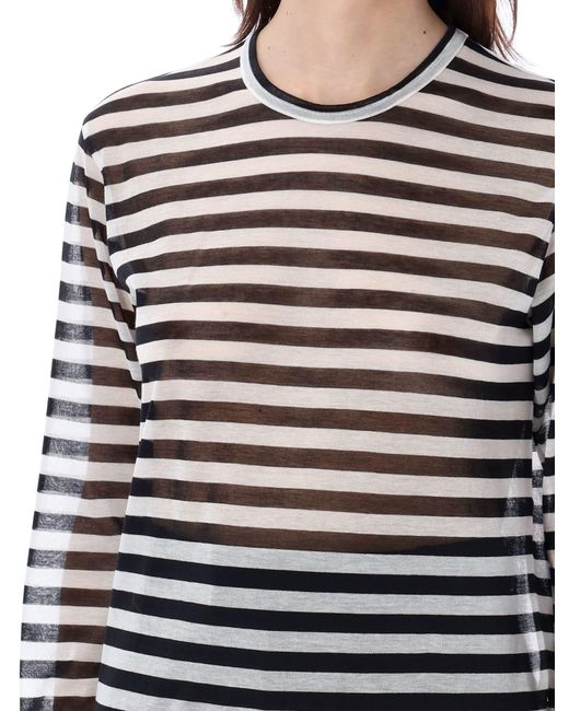 Junya Watanabe Gray T-Shirt Poly Stripes