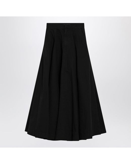 Balenciaga Black Cotton Ripstop Godet Maxi Skirt