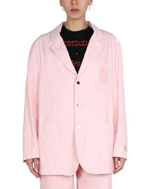 Raf Simons Pink Logo Patch Jacket Cotton