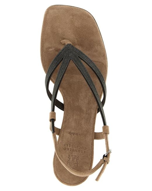 Brunello Cucinelli Brown Lamb Leather Flat Sandals