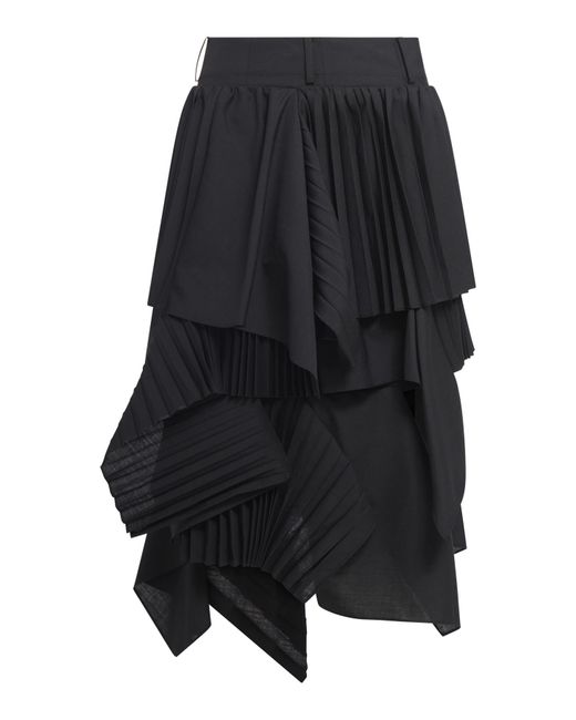 Sacai Suiting Mix Skirt in Black | Lyst