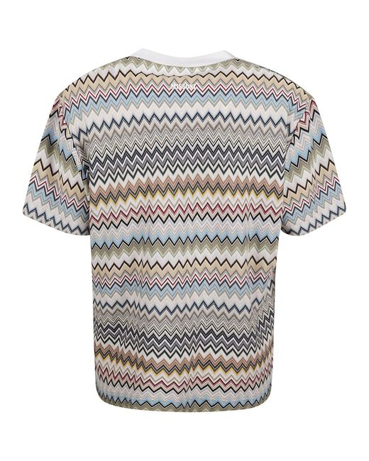 Missoni Gray Zipzag Print T-Shirt for men